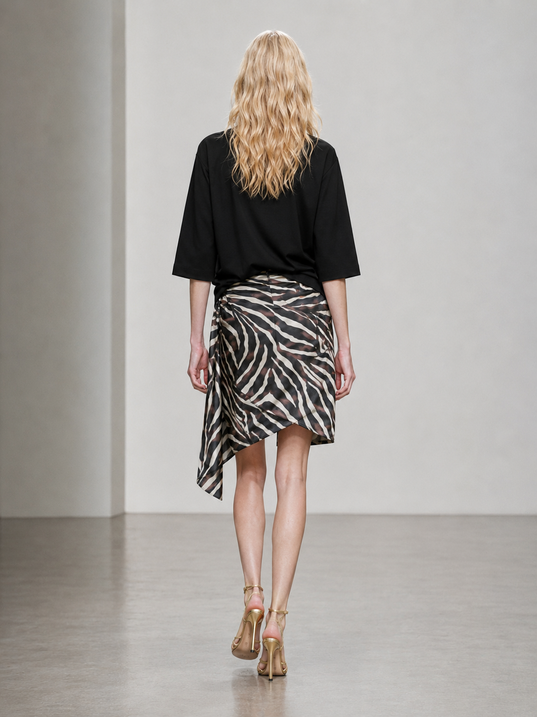 Asymmetric Silk Midi Skirt