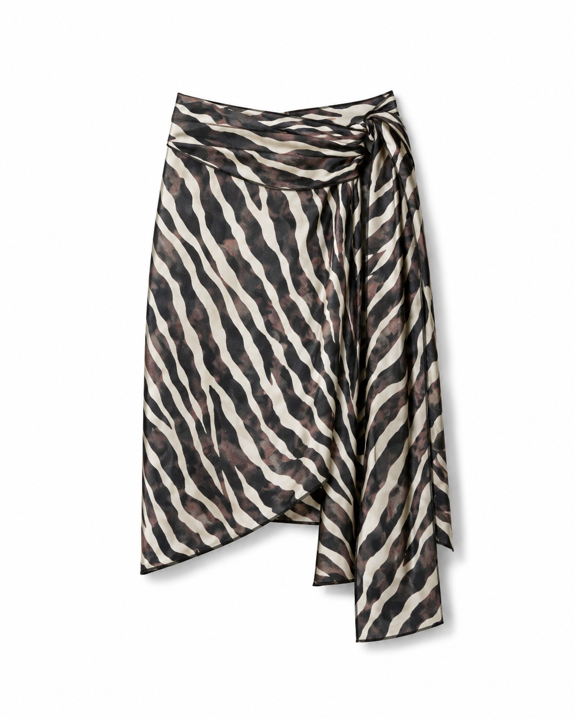 Asymmetric Silk Midi Skirt