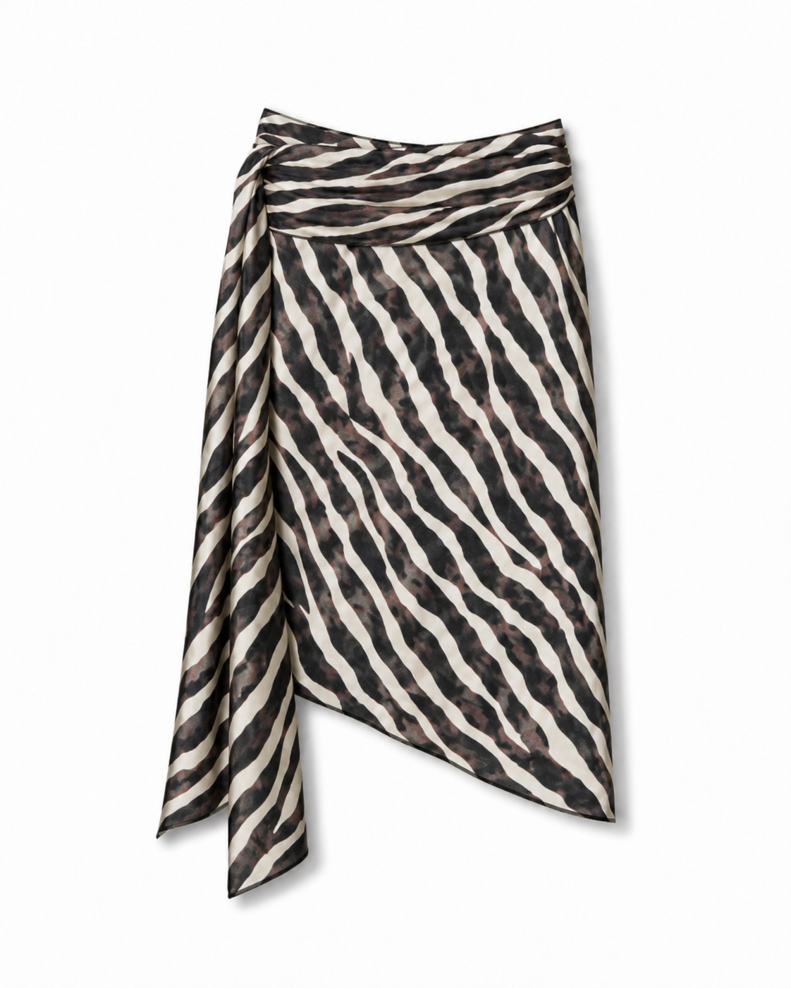 Asymmetric Silk Midi Skirt