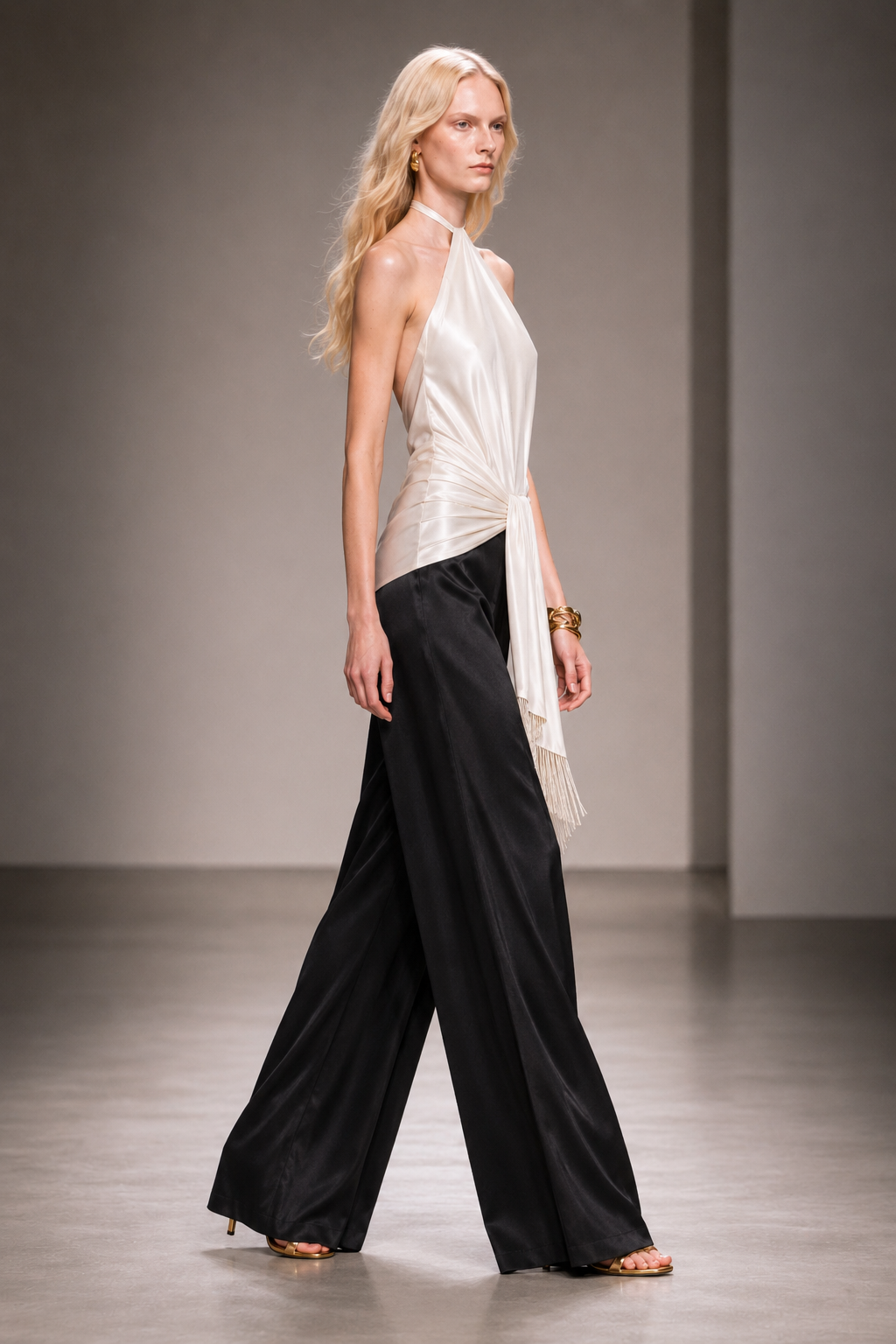 Wide-Leg Satin Pants