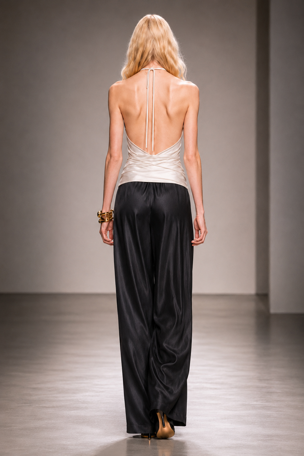 Wide-Leg Satin Pants
