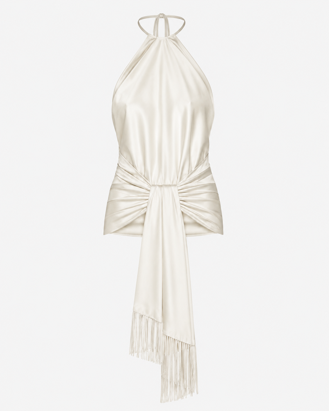 Wrapped Silk Fringed Halter Top