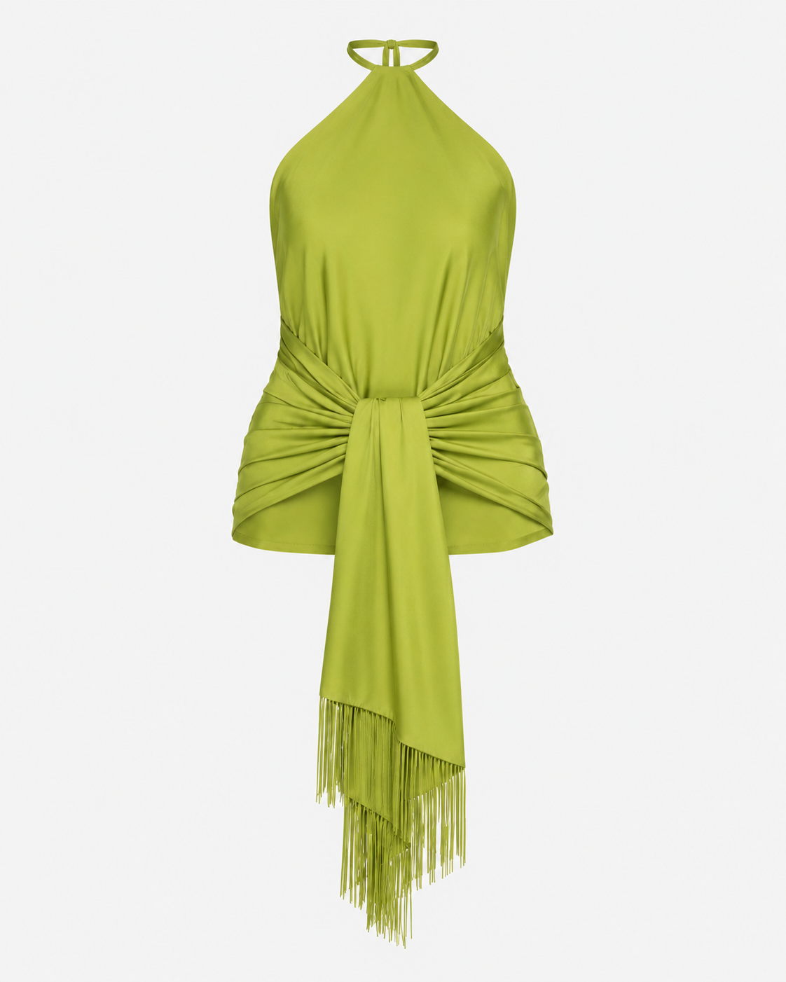 Wrapped Silk Fringed Halter Top